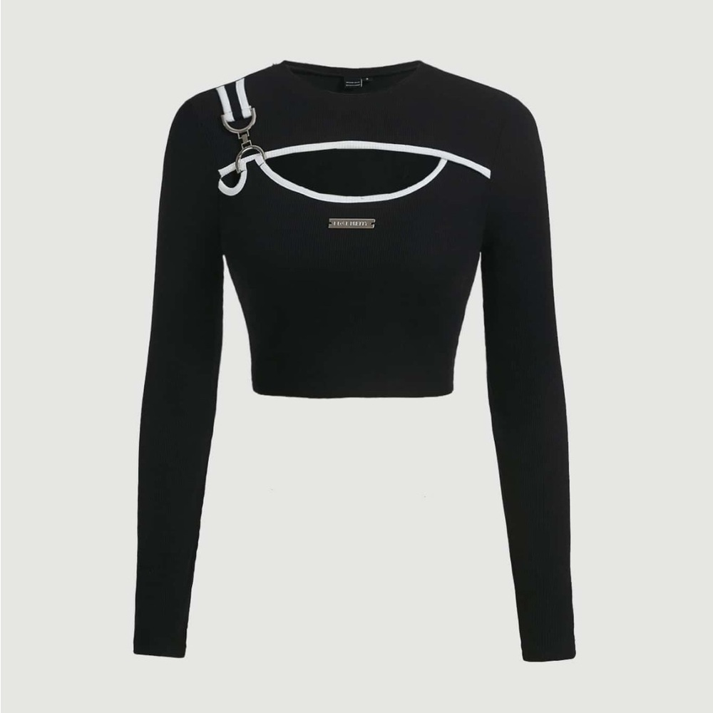 Black and White Cut Out Crop Top